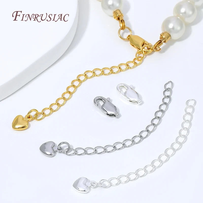 18K Gold Plated Extension Chain – Heart Charm & Lobster Clasp