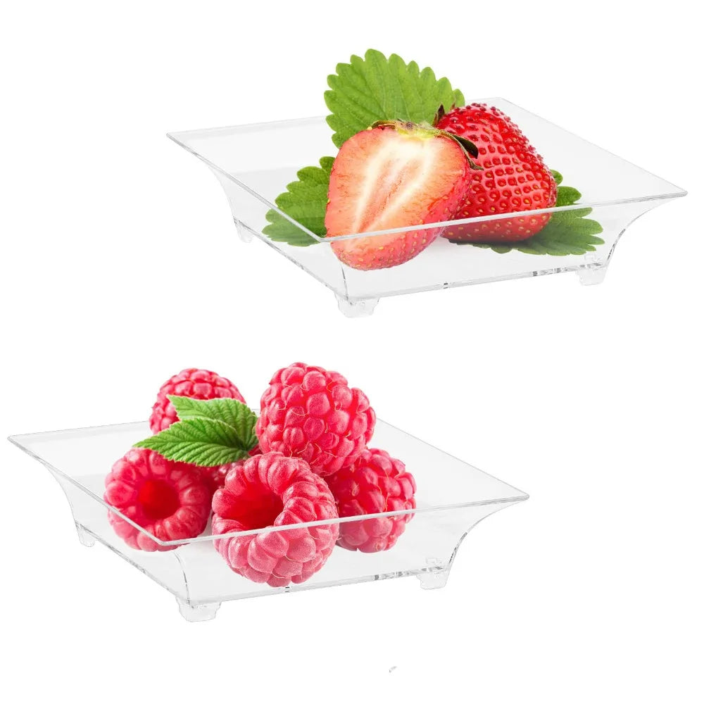 50pcs Clear Disposable Mini Square Dessert Trays & Serving Cups