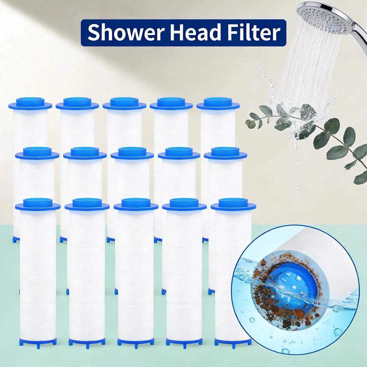 20-Pack PP Cotton Shower Head Filter Replacement Cartridges