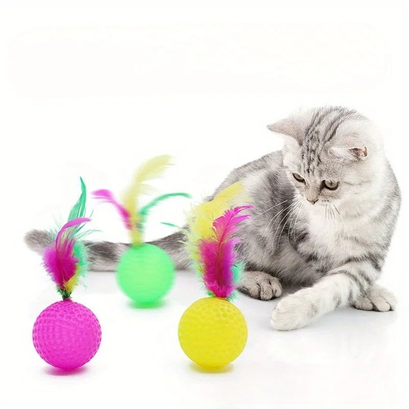 2PC Cat Feather Sisal Interactive Ball Toys – Claw Grinding Play