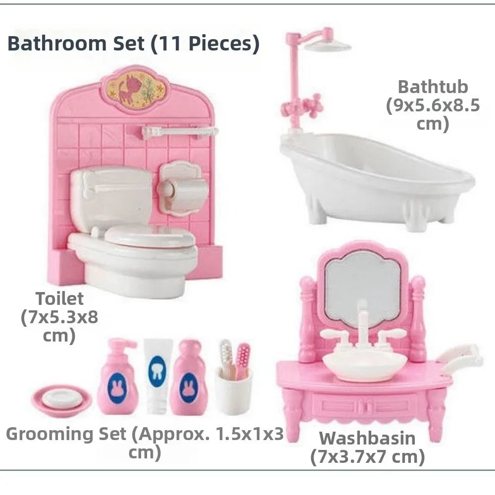 Miniature Dollhouse Furniture Set – 1:12 Pink Room Accessories