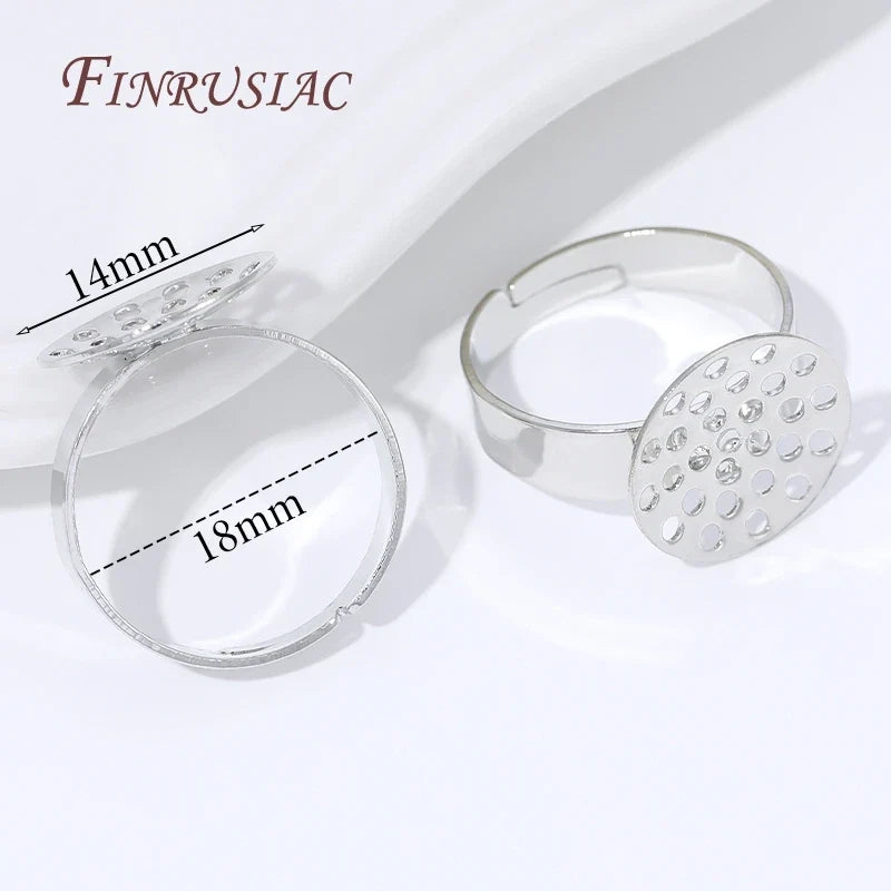 14K Gold Plated Adjustable Ring Settings Blank Bezel DIY Jewelry