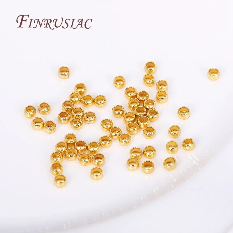 14K/18K Gold Plated Round Crimp Beads 2mm 2.5mm 3mm | DIY Jewelry