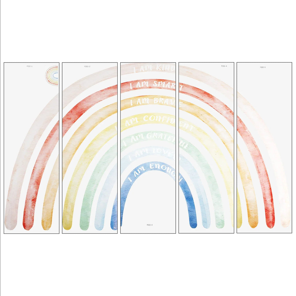 Colorful Rainbow Boho Wall Decals – Large 5-Piece PVC Sticker