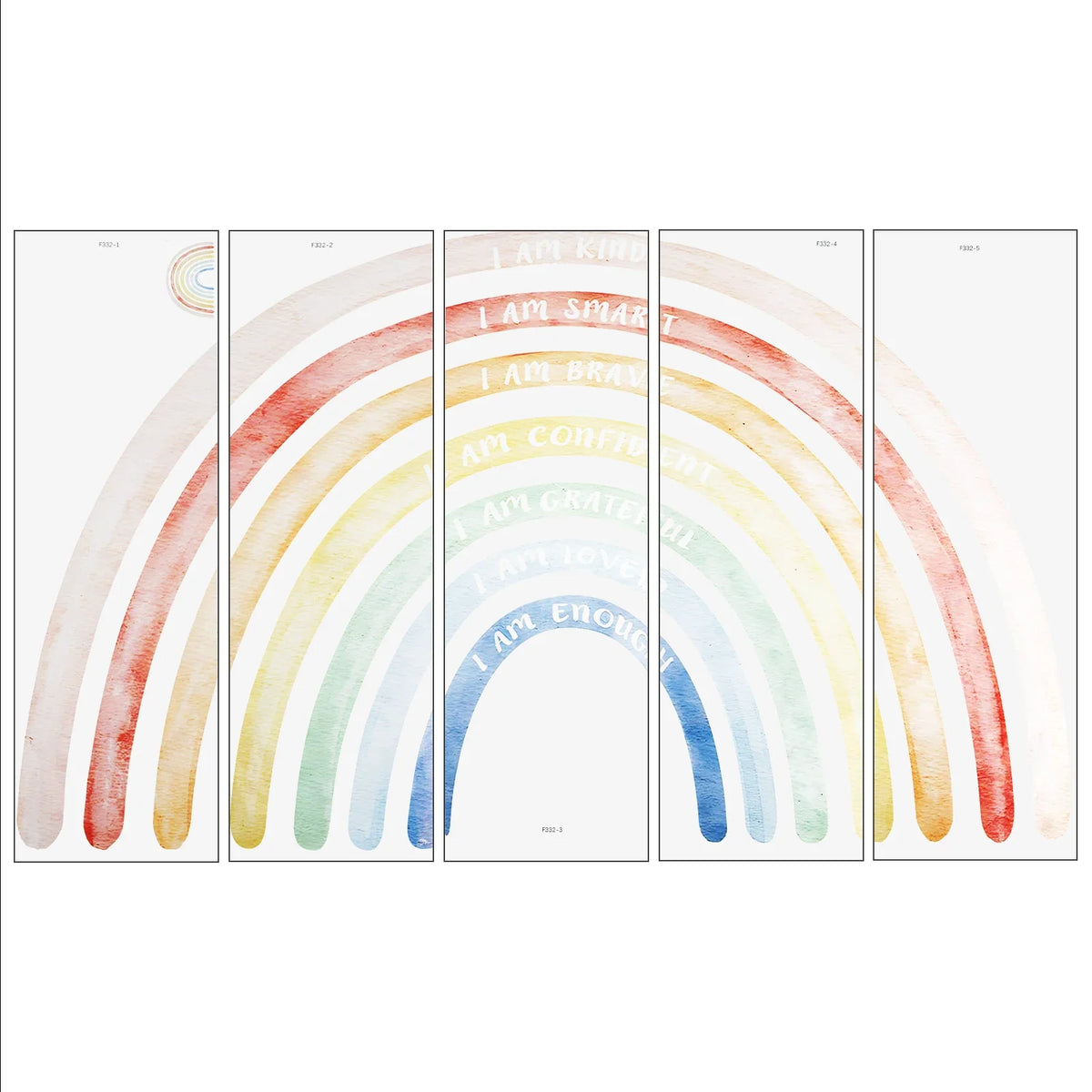 Colorful Rainbow Boho Wall Decals – Large 5-Piece PVC Sticker