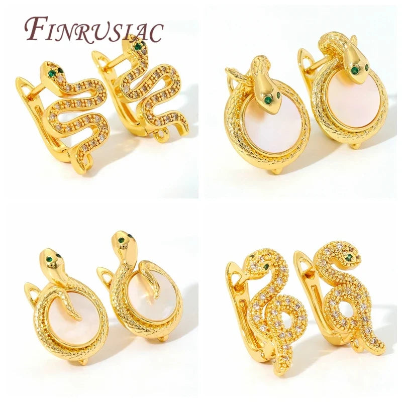 18K Gold Plated Zircon Snake Earring Hooks & Clasps | DIY