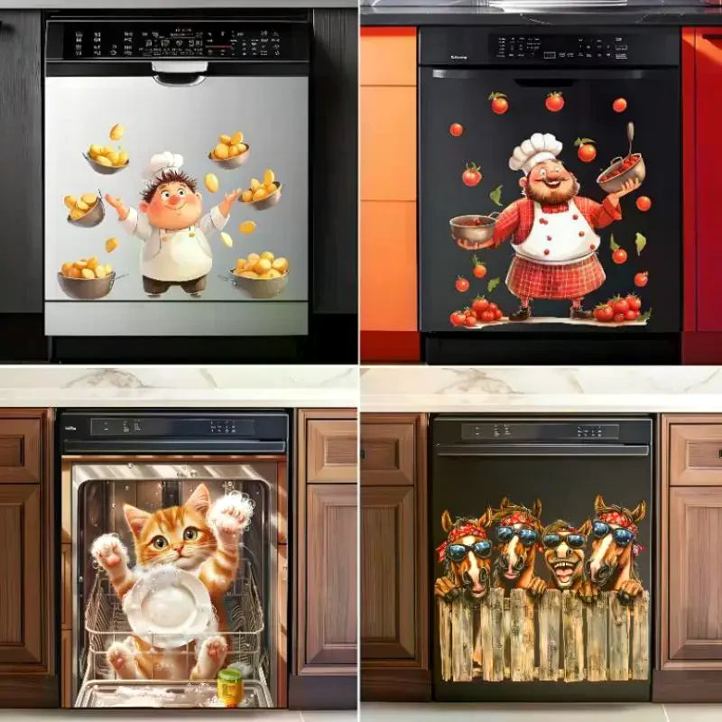 Chef Kitchen Stickers – Fun Removable PVC Appliance Decals
