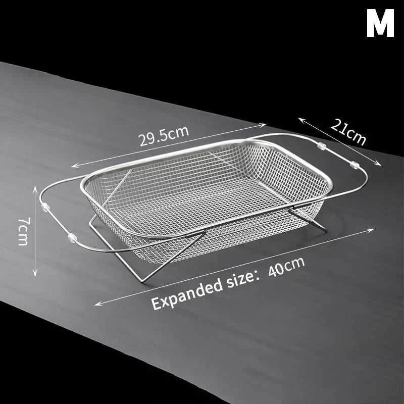 Stainless Steel Telescopic Sink Draining Rack & Organizer