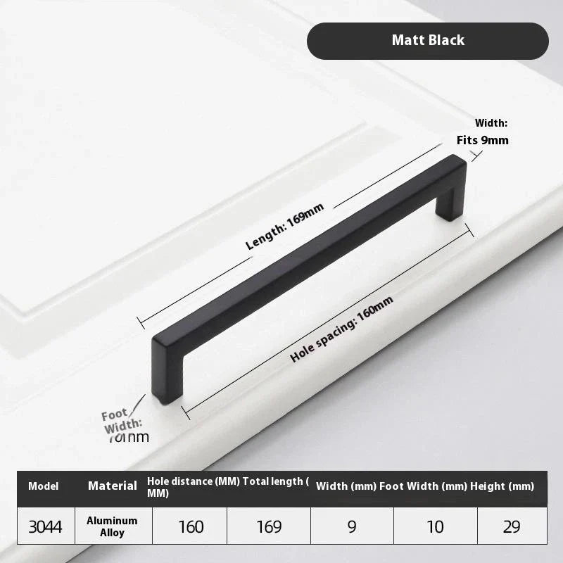 Black Square Cabinet Handles Aluminium Drawer Pulls 10–33CM