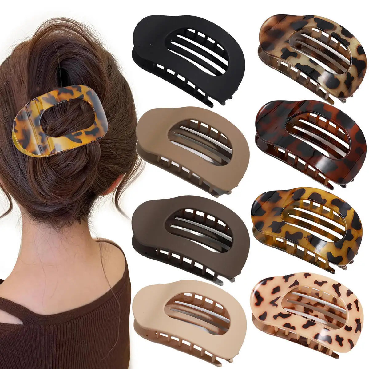 Matte Oval Hair Claw Clips for Women – Duckbill Bun Clip