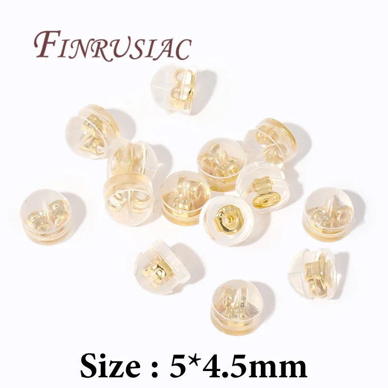18K Gold Plated Silicone Earring Backs for Studs | 10/30/50 Pcs
