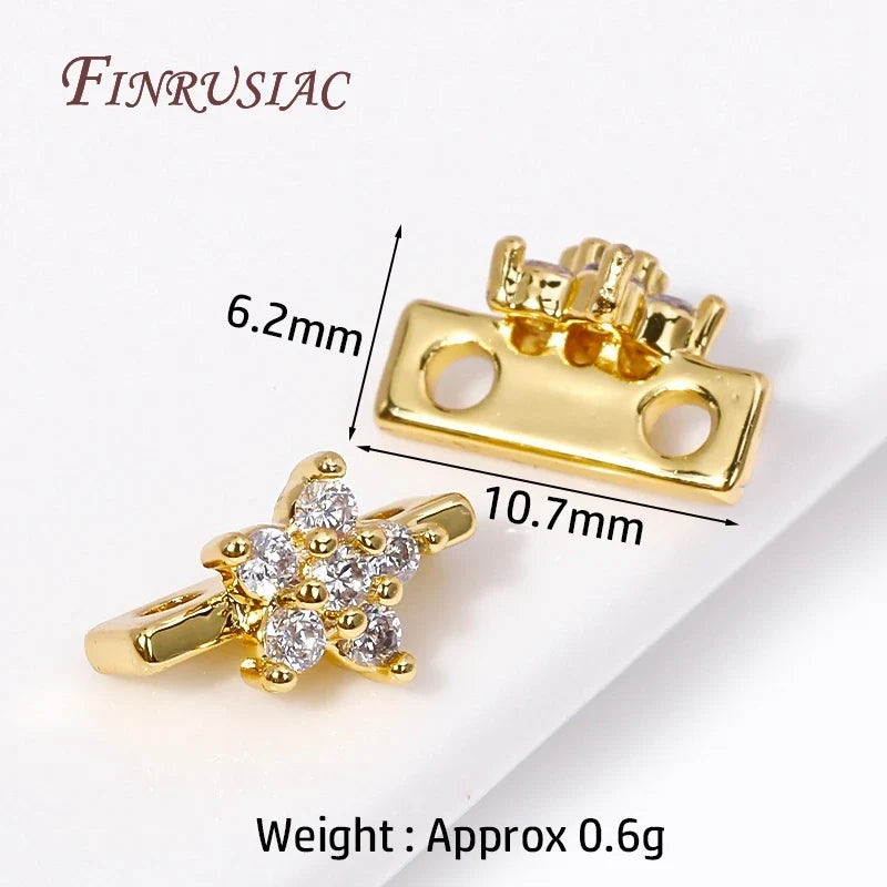 18K Gold Plated Zircon Flower Connector Spacer Beads – DIY Jewelry