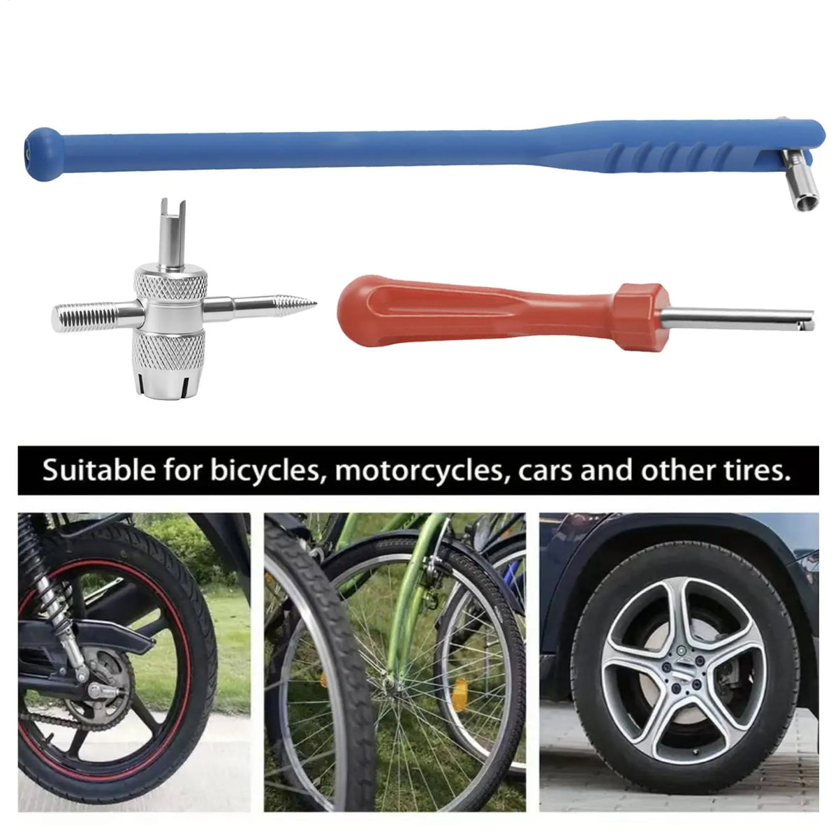 3-Piece Valve Stem Removal Tool Set – Car, Bike & Motorcycle