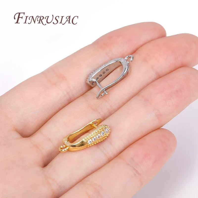18K Gold Plated Zircon U-Shape Earring Clasp DIY Findings