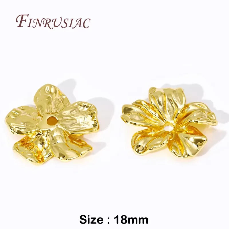 8.5mm Zircon Flower Bead Caps – 18K Gold Plated Brass DIY Jewelry