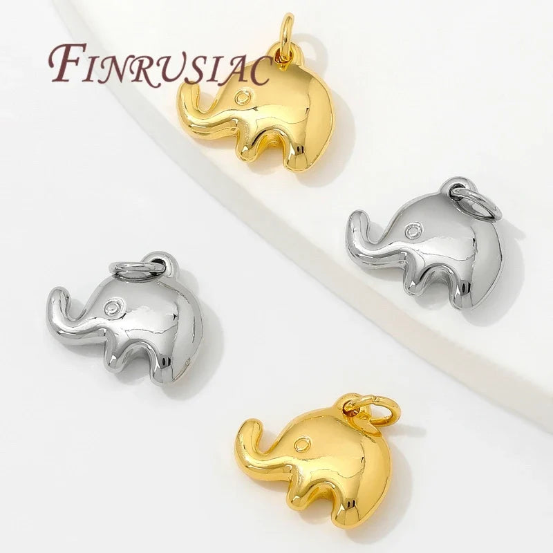 18K Gold Plated Brass Elephant Charm Pendants | DIY Jewelry