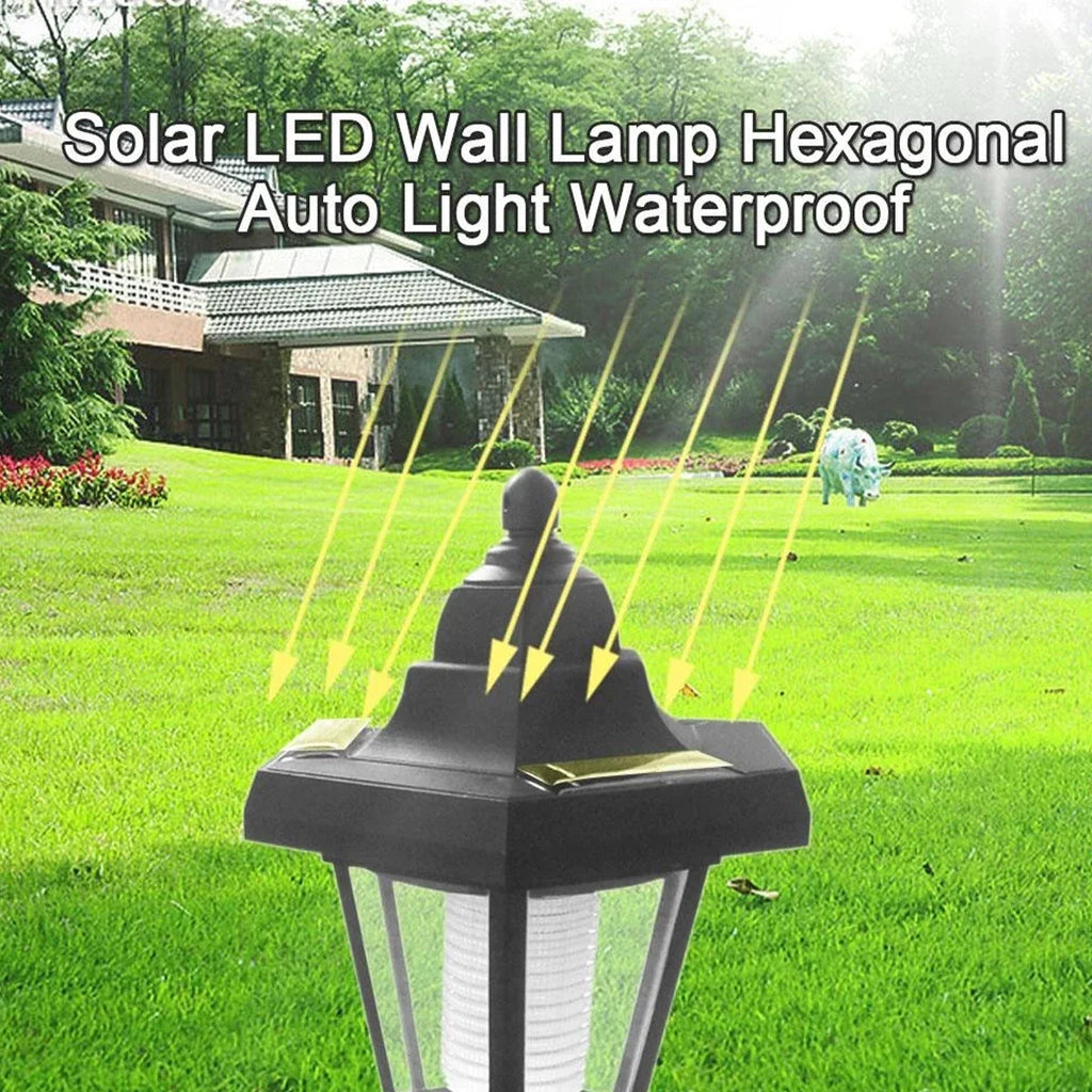2Pcs Hexagonal Solar LED Wall Lantern – Waterproof Garden Light