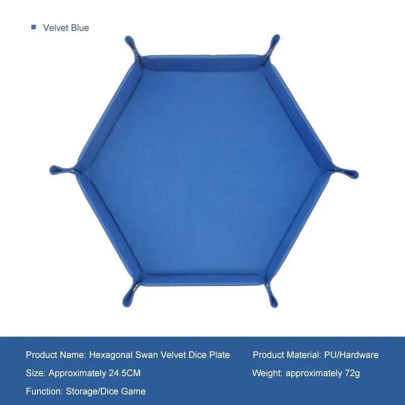 Hexagonal PU Leather Dice Tray – Foldable Board Game Organizer