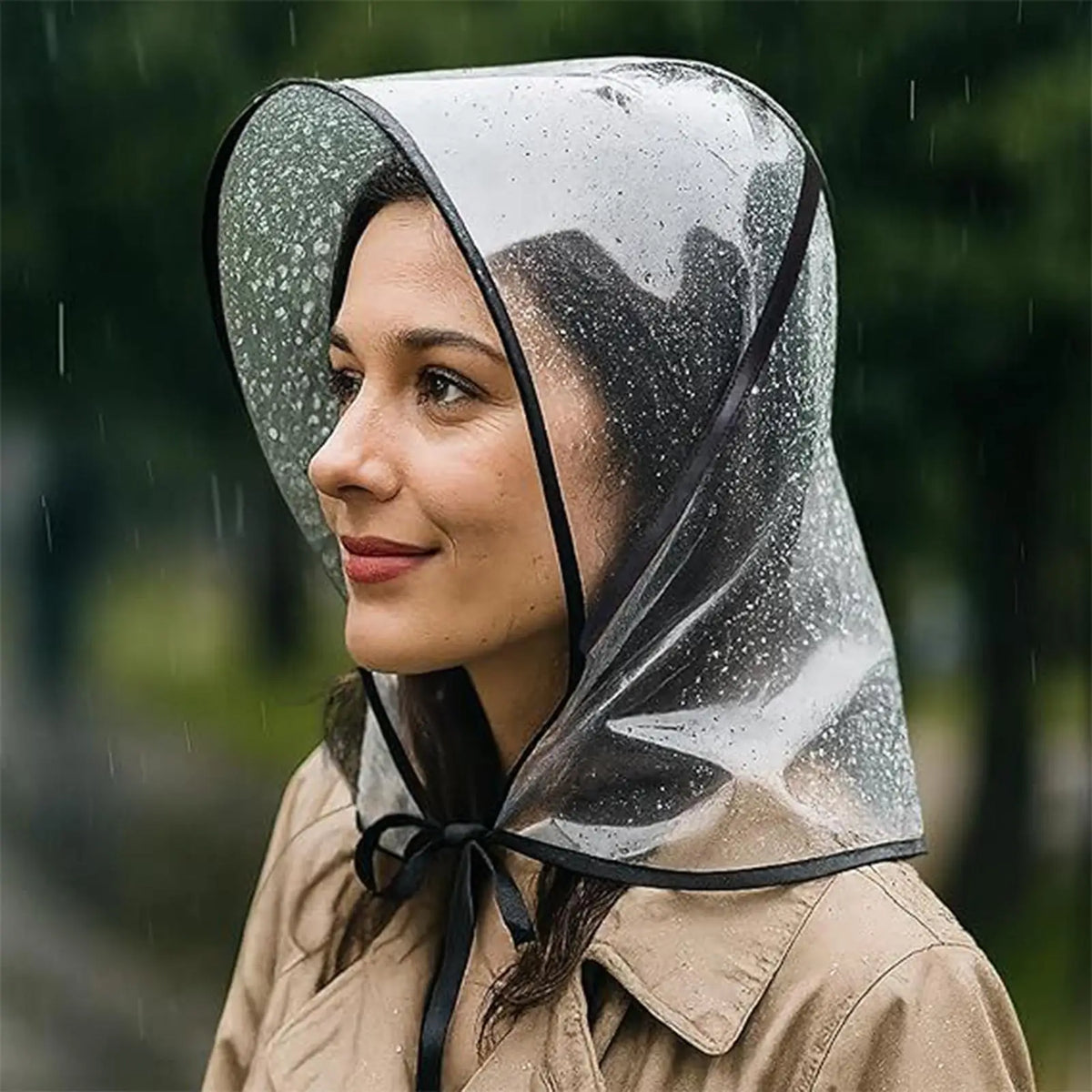 Women's Clear Wide-Brim Waterproof Rain Hat – Foldable & Reusable