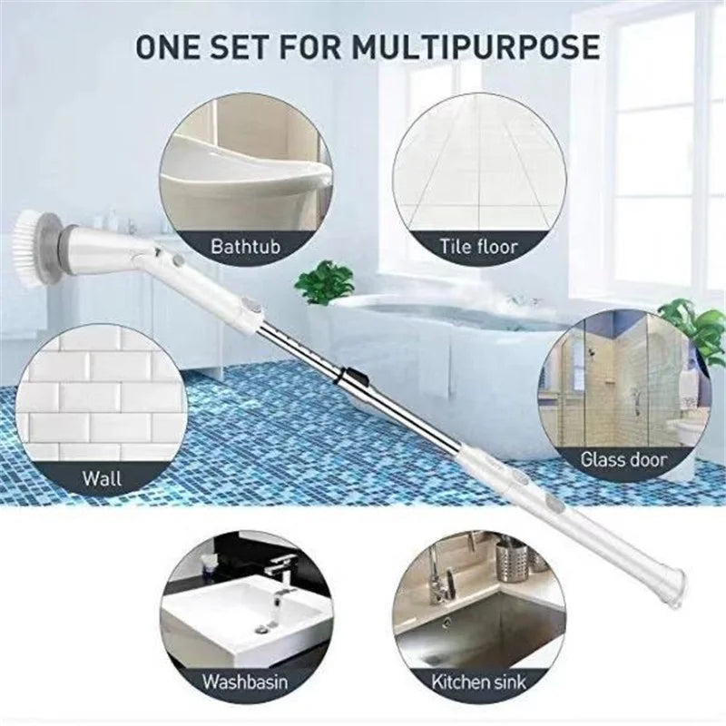 Cordless Electric Spin Scrubber – Retractable Cleaning Brush