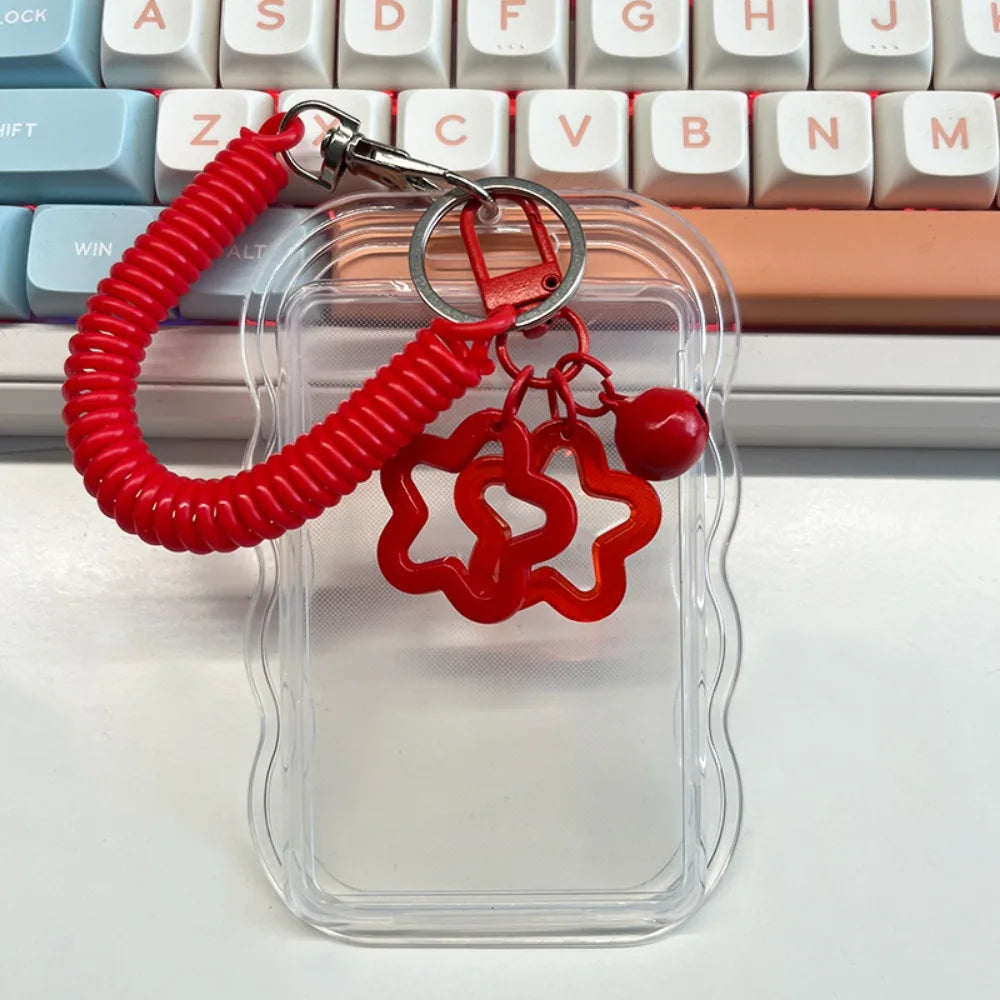 Silicone Kpop Photocard Holder Star Keychain Sliding Cover