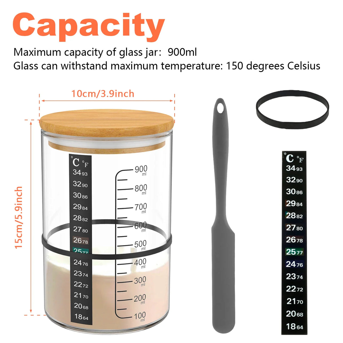 Sourdough Starter Jar Kit 900ml Glass Fermentation Container