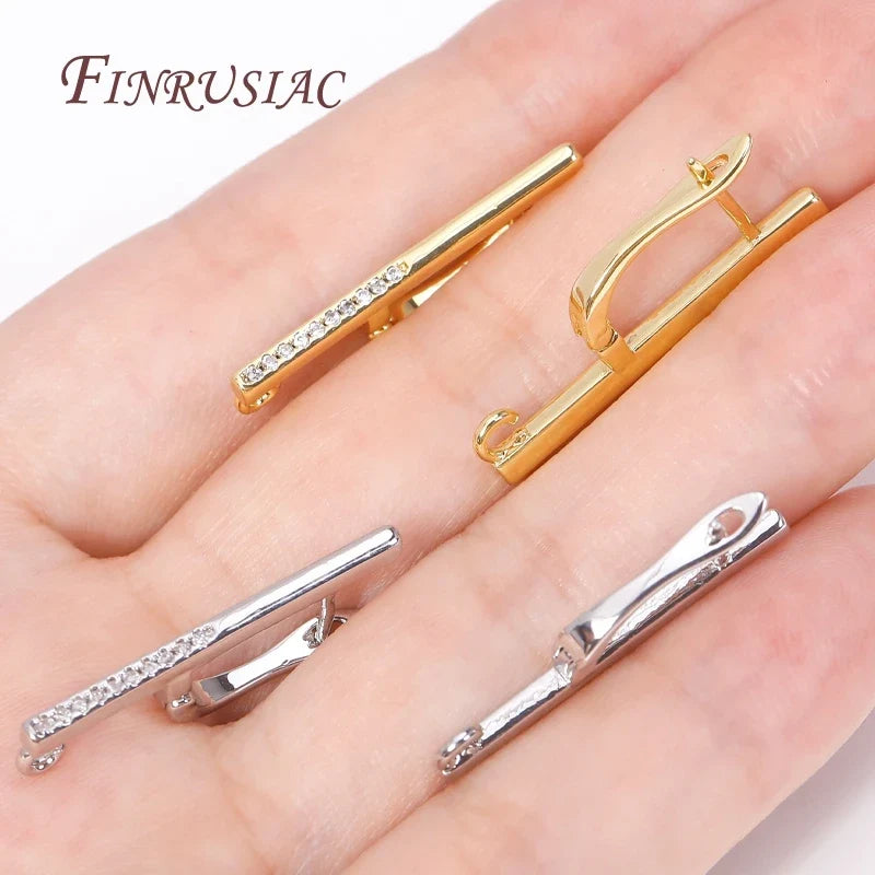 18K Gold Plated Zircon Earring Hooks | DIY Jewelry Findings