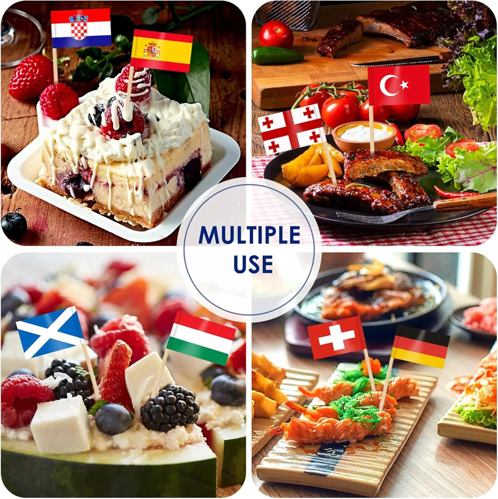 100 Mini Country Flag Toothpicks – Cupcake & Cocktail Picks