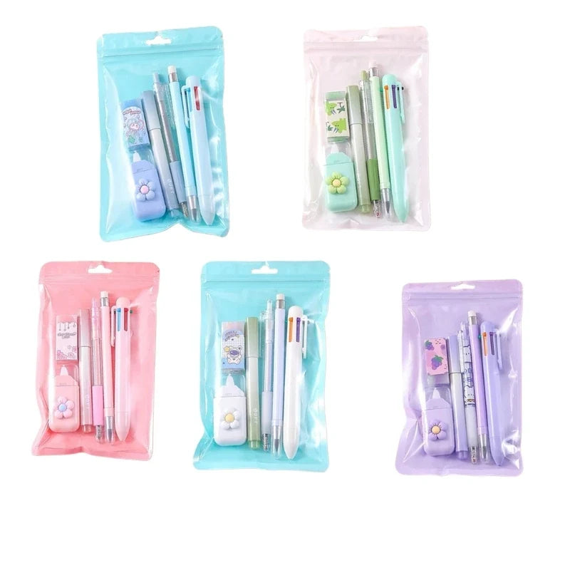 6-Piece Student Stationery Writing Set with Zip Case