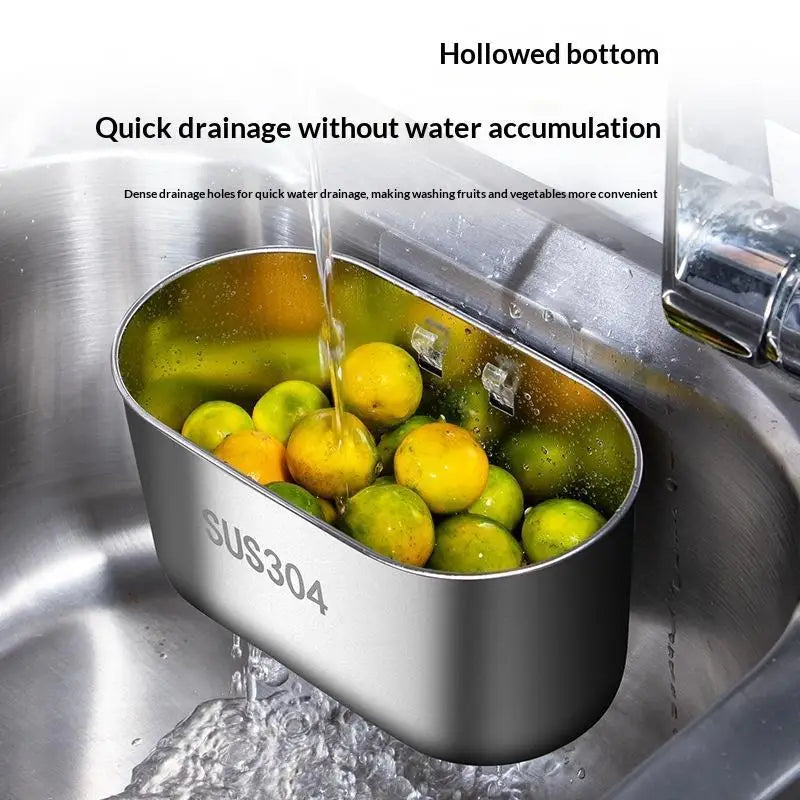 SUS304 Stainless Steel Sink Drain Basket – Dual Mount Kitchen Rack