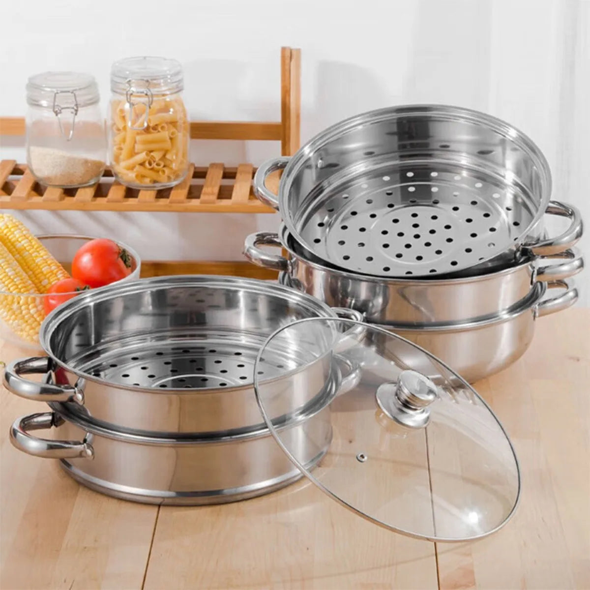 FEB.WIND Multi-Layer Stainless Steel Steamer & Soup Pot