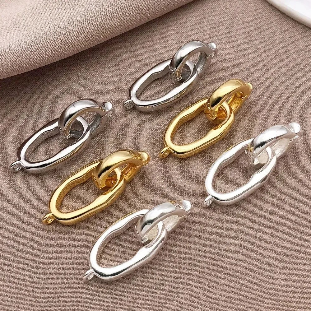 3pcs Gold & Silver Plated Copper Oval Jewelry Connector Clasps