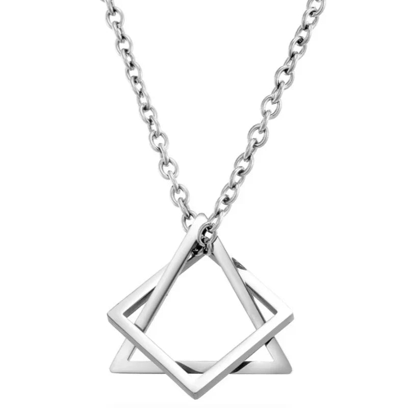 Men's Hip Hop Geometric Triangle & Square Pendant Necklace