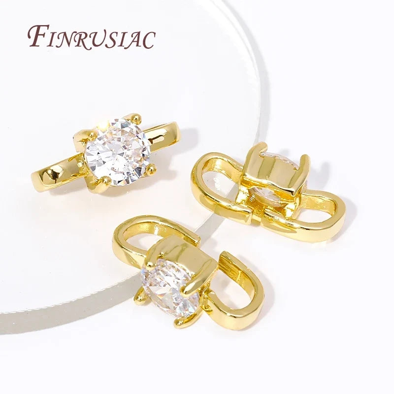 18K Gold Plated Zircon Clasp Connectors | DIY Jewelry Making