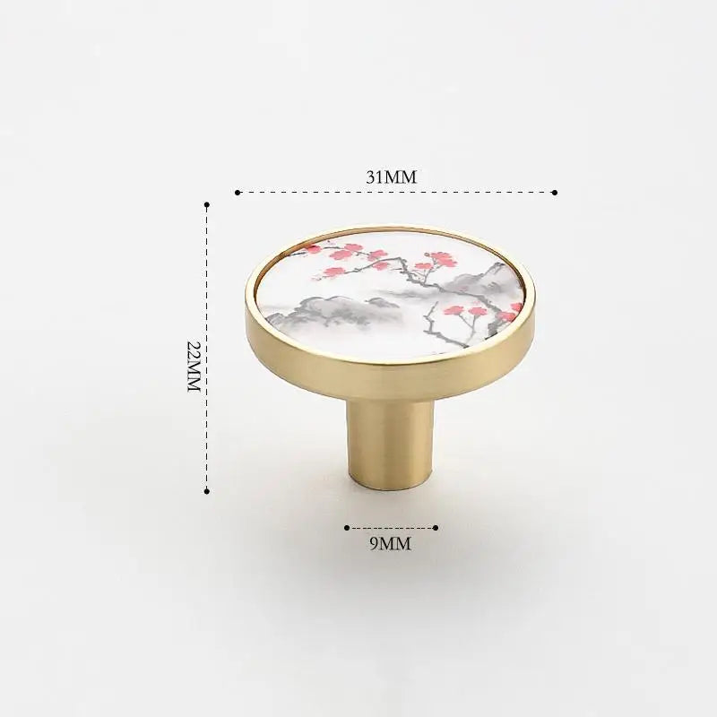 Chinese Ink Painting Zinc Alloy Cabinet Drawer Knob – Single Hole