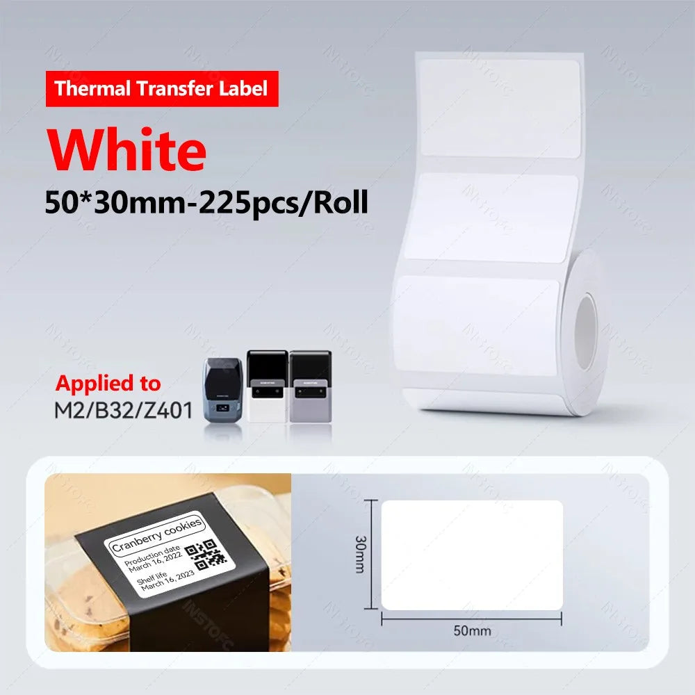 Niimbot M2/M3 Thermal Transfer Labels – White, Clear & Silver