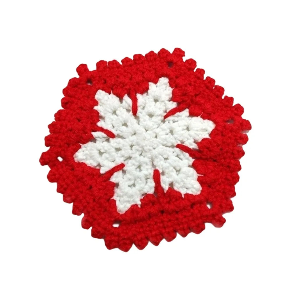 Hand-Knitted Christmas Crochet Coaster | Gingerbread Man Cup Mat