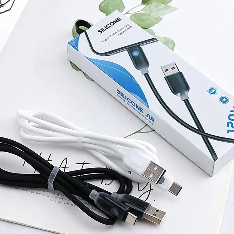 120W USB-C Fast Charging Cable with RGB Flowing LED Light