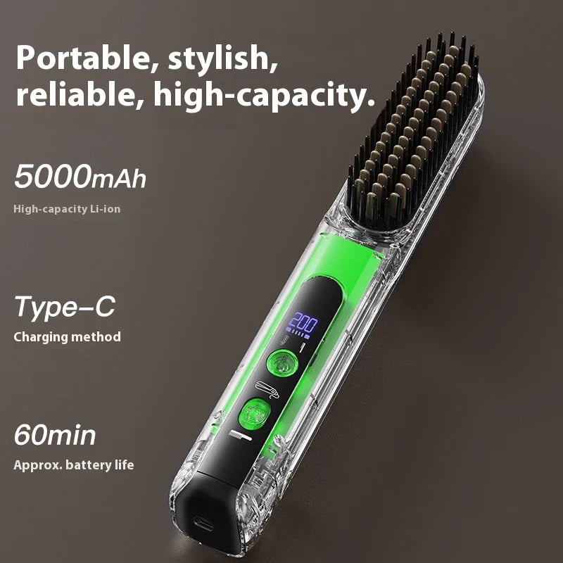 Wireless Hair Straightening Brush – Cordless Mini Styler