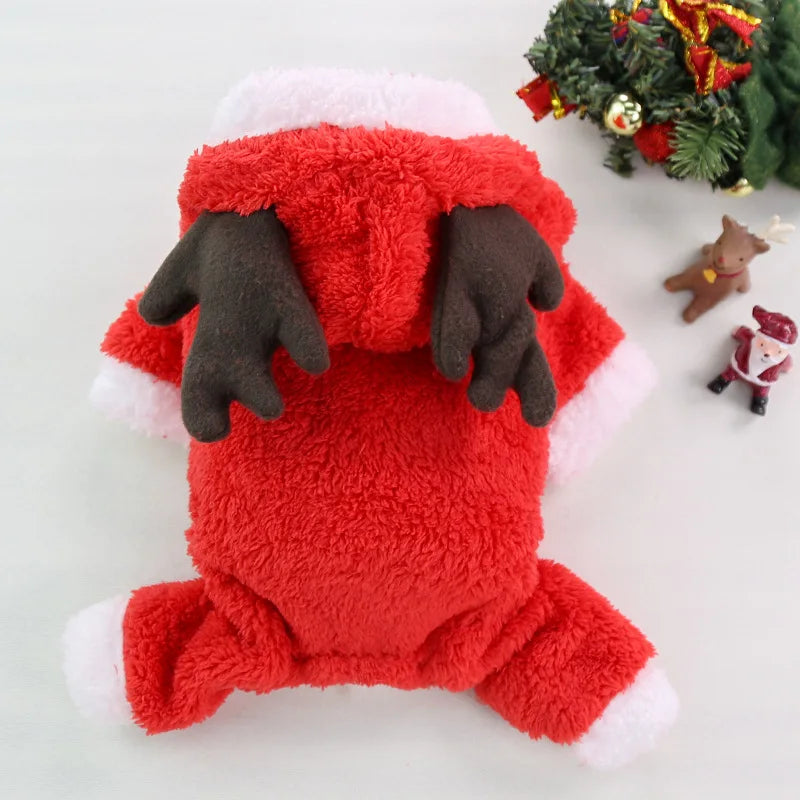 Winter Fleece Dog & Cat Jumpsuit – Warm Christmas Pet Pajamas