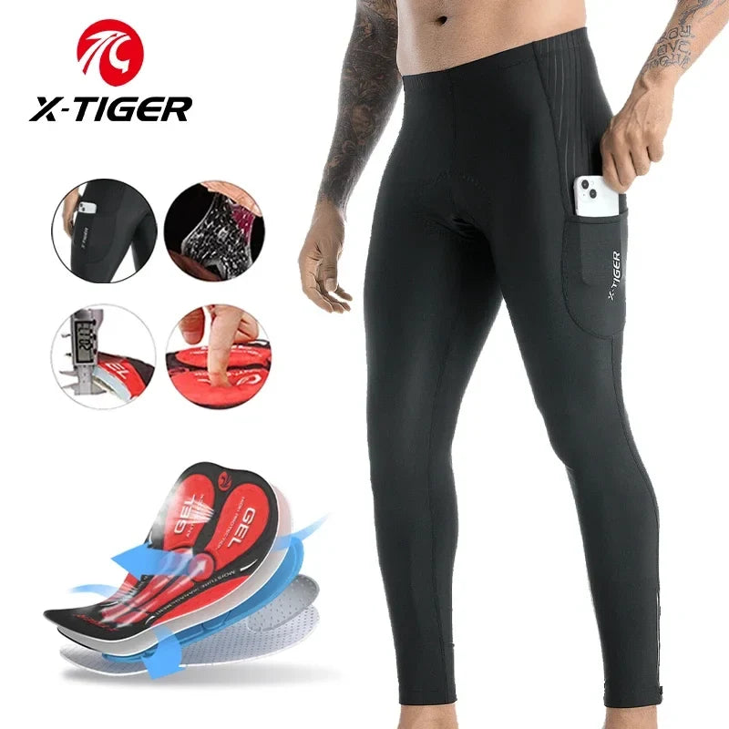 X-TIGER Men's 5D Gel Pad Cycling Tights | Long Trousers