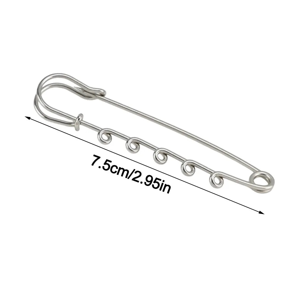 Silver Safety Brooch Pins – Multi-Hole Scarf & Dress Connector