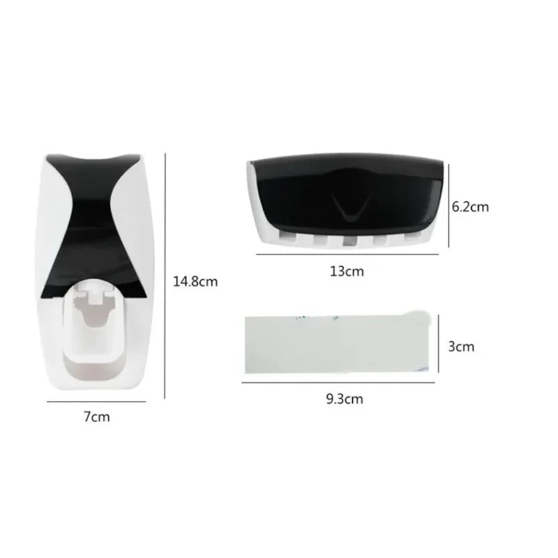 Wall Mounted Toothbrush Holder & Toothpaste Dispenser Set