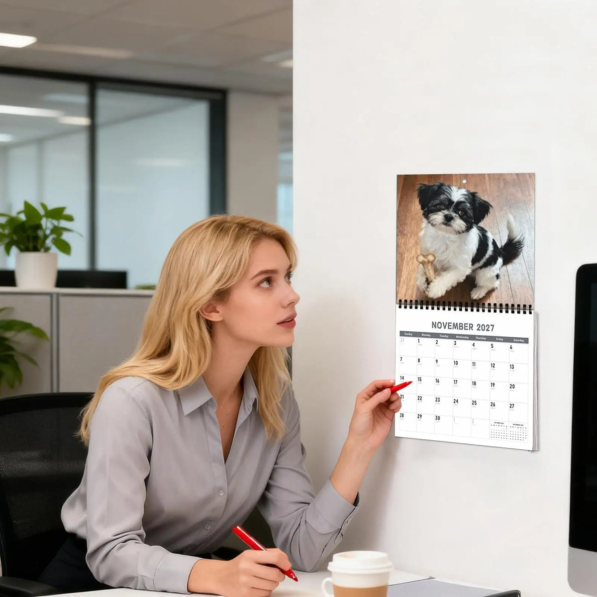 2027 Shih Tzu Wall Calendar | Spiral, Large Grid & Thick Paper