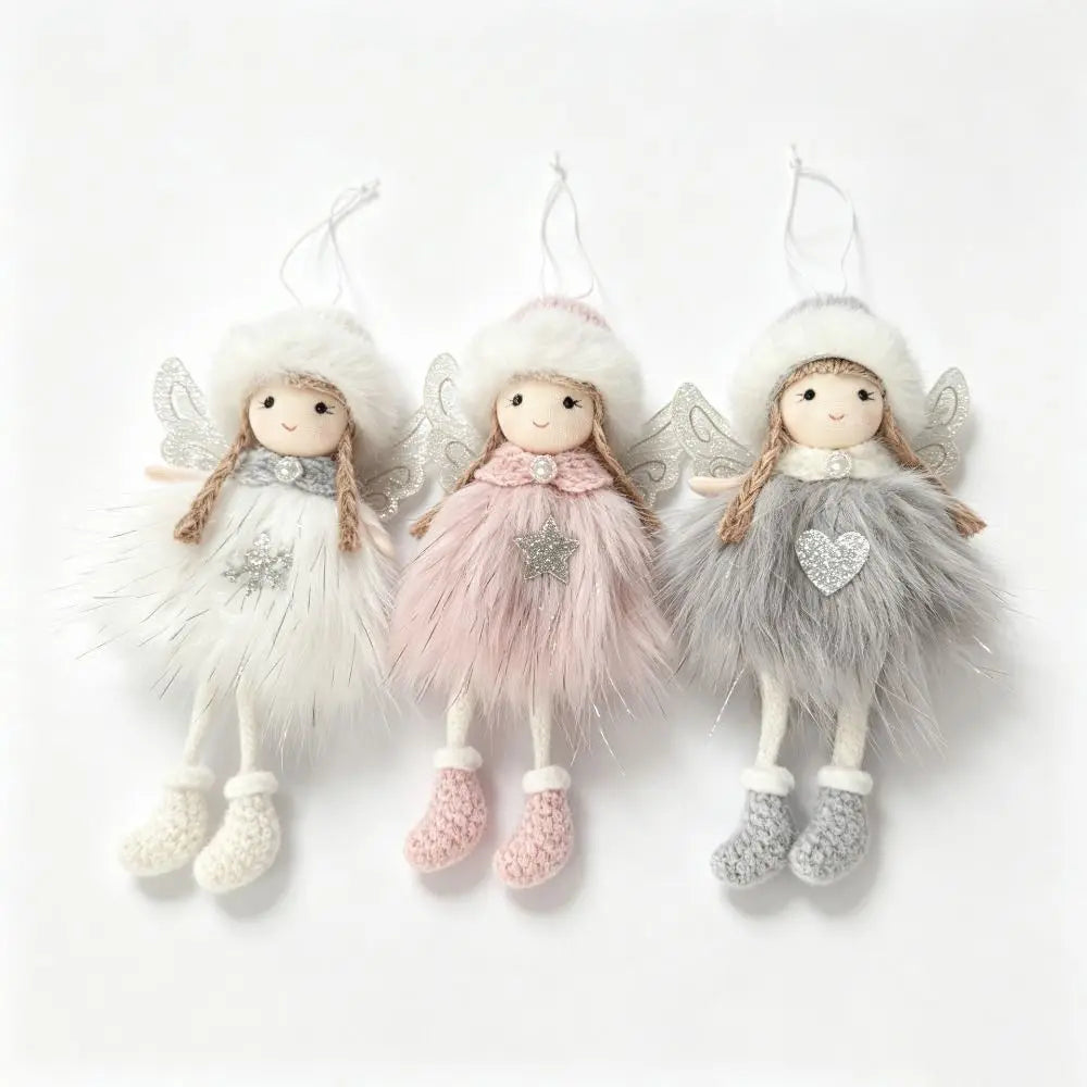 Plush Christmas Angel Ornament – Fluffy Wings Hanging Pendant