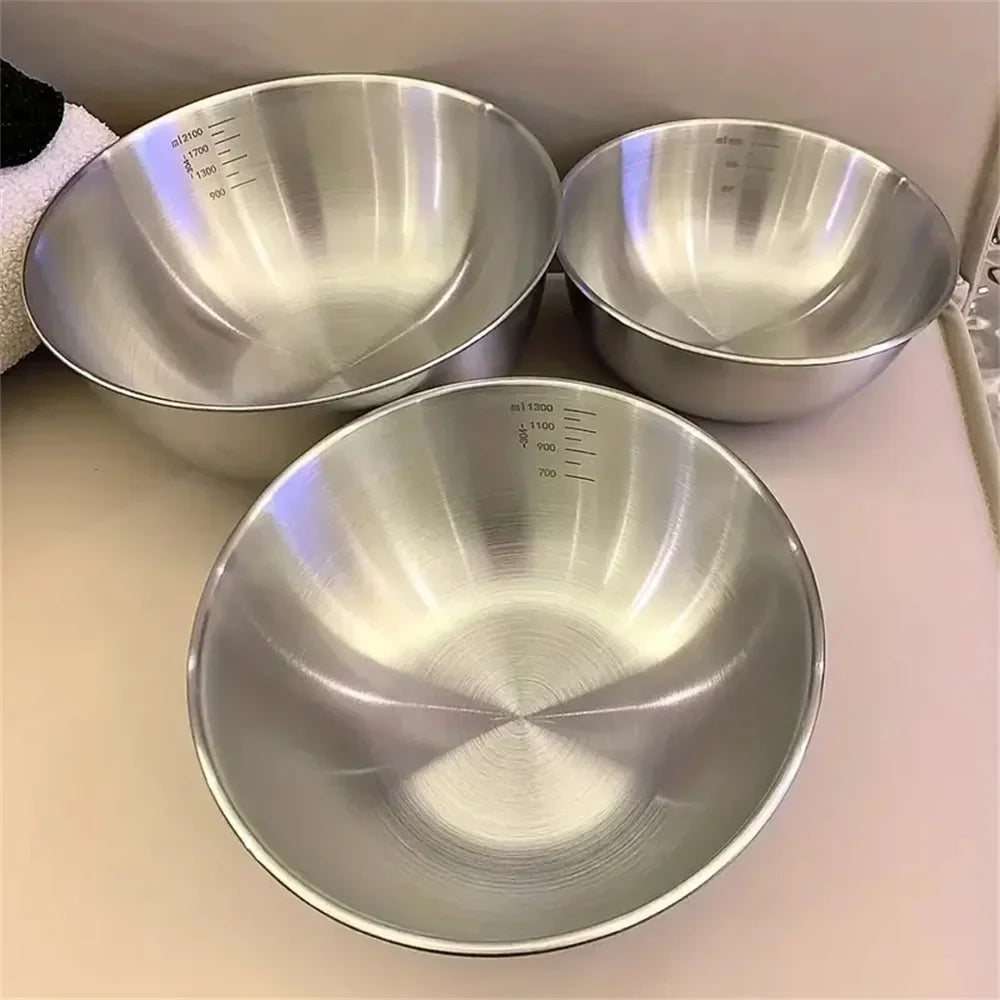 Stainless Steel Mixing Bowl Set with Scale – 1-3 Pcs