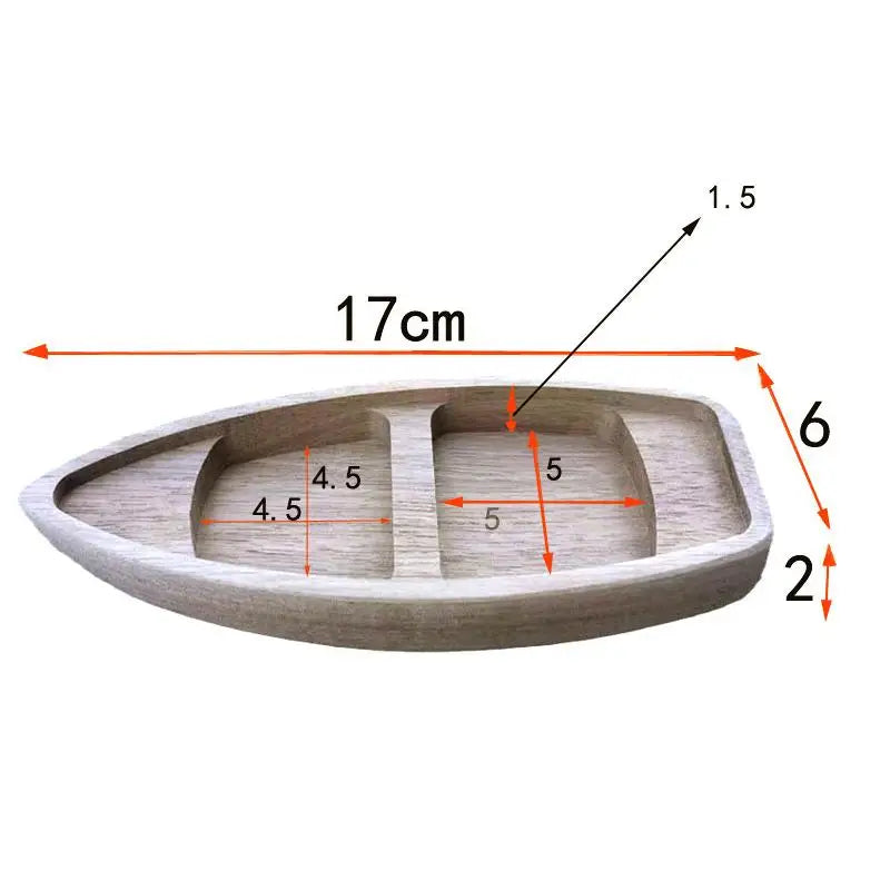 Handcrafted Wooden Boat Model Miniature Vintage Canoe Ornament