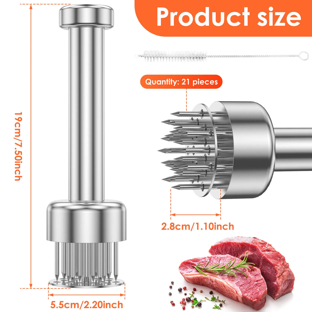 Nixie 21-Needle Handheld Meat Tenderizer – Stainless Steel