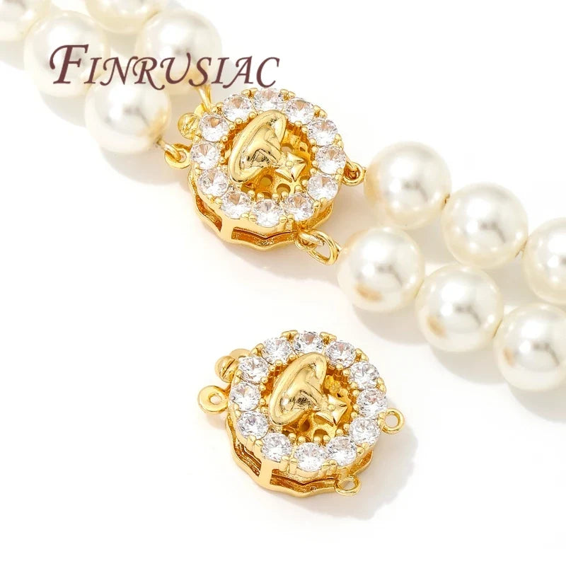 18K Gold Plated Zircon Round Clasps – DIY Bracelet Findings
