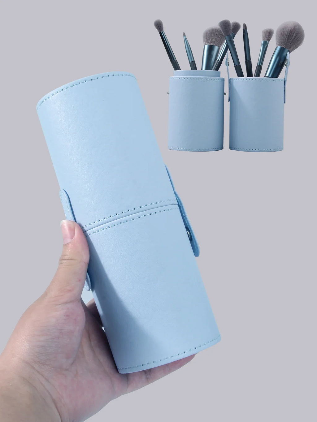 Nixie Blue Makeup Brush Holder Bucket | Portable Organizer